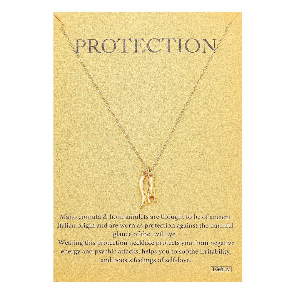 Cute Italian Horn Pendant Hand Charm Necklace for Women Protection Amulet